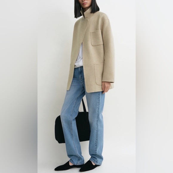 Toteme Patch Pocket Double Jacket, 40, Fawn Melange - Picture 3 of 15